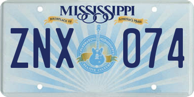 MS license plate ZNX074