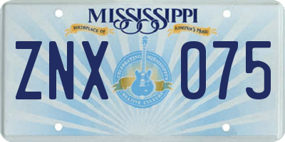 MS license plate ZNX075
