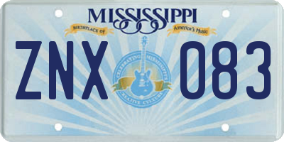 MS license plate ZNX083