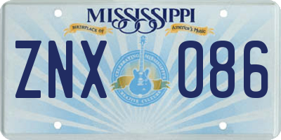 MS license plate ZNX086