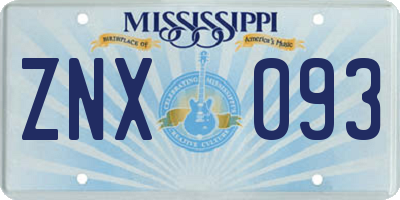 MS license plate ZNX093