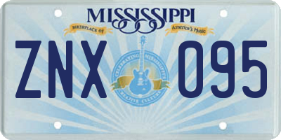MS license plate ZNX095