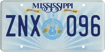 MS license plate ZNX096