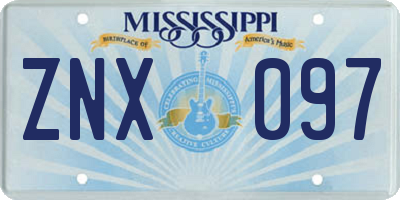 MS license plate ZNX097