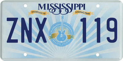 MS license plate ZNX119