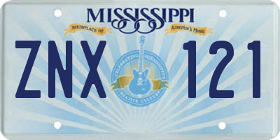 MS license plate ZNX121