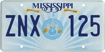 MS license plate ZNX125