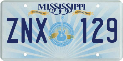 MS license plate ZNX129