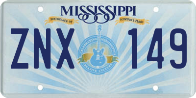 MS license plate ZNX149