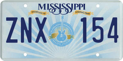 MS license plate ZNX154