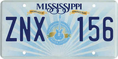 MS license plate ZNX156