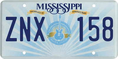 MS license plate ZNX158