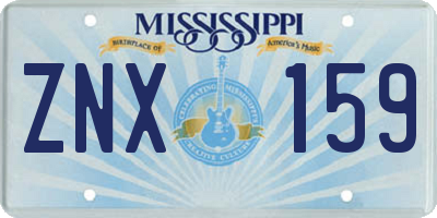 MS license plate ZNX159
