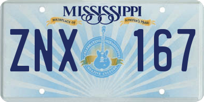 MS license plate ZNX167