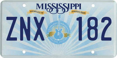 MS license plate ZNX182