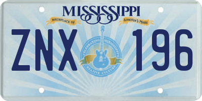 MS license plate ZNX196