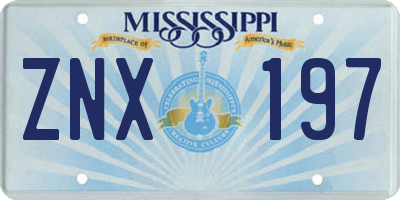 MS license plate ZNX197