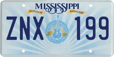 MS license plate ZNX199