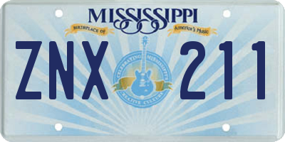 MS license plate ZNX211