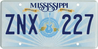 MS license plate ZNX227