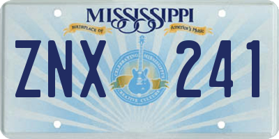 MS license plate ZNX241