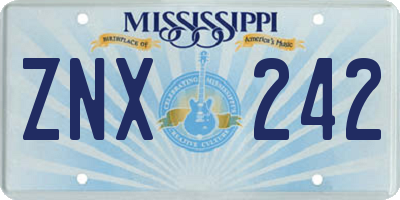 MS license plate ZNX242