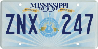 MS license plate ZNX247
