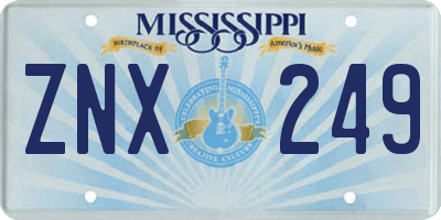 MS license plate ZNX249