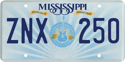 MS license plate ZNX250