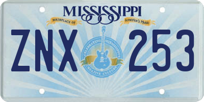 MS license plate ZNX253