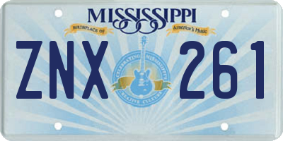 MS license plate ZNX261
