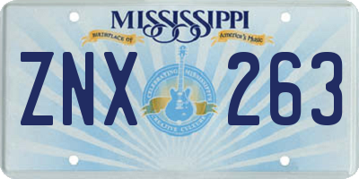 MS license plate ZNX263