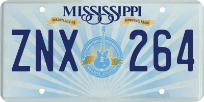 MS license plate ZNX264