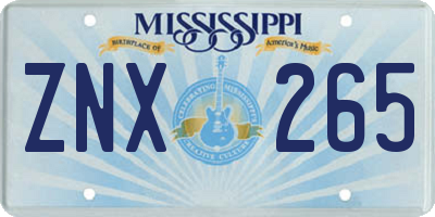 MS license plate ZNX265