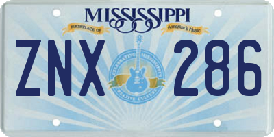 MS license plate ZNX286