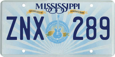 MS license plate ZNX289