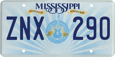 MS license plate ZNX290