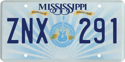 MS license plate ZNX291