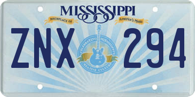 MS license plate ZNX294
