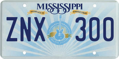 MS license plate ZNX300