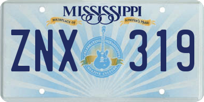 MS license plate ZNX319