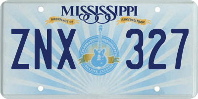 MS license plate ZNX327