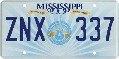 MS license plate ZNX337