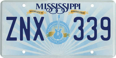 MS license plate ZNX339
