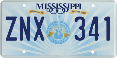 MS license plate ZNX341