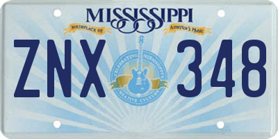 MS license plate ZNX348