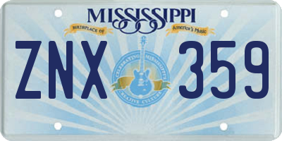 MS license plate ZNX359