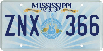 MS license plate ZNX366