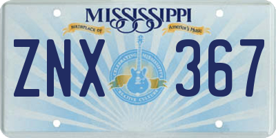 MS license plate ZNX367