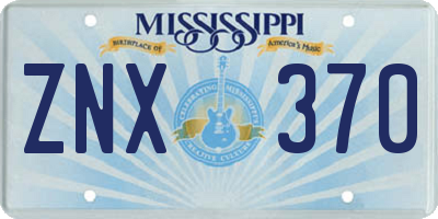 MS license plate ZNX370
